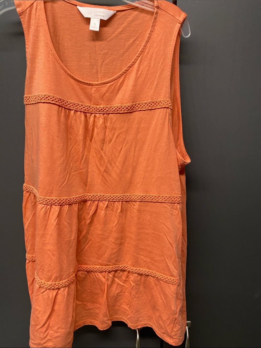 LC Lauren Conrad Coral Sleeveless Crochet-Trim Tank